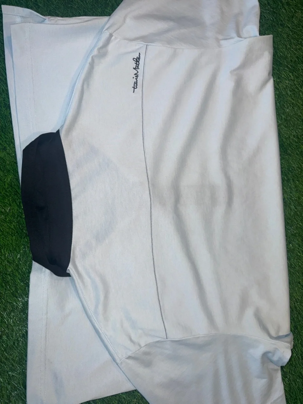 Travis Mathew Men's White Polo Shirt with Black Collar Size XL